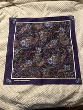 Vintage Handkerchief Bandana Purple Paisley Floral Cotton Blend RN 14193 USA
