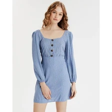 American Eagle Long Sleeve Square Neck Floral Cottagecore Mini Dress Sz. Small