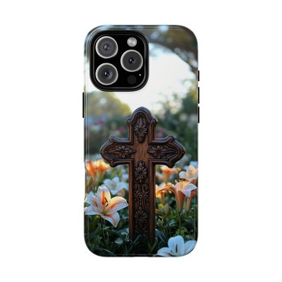 Phone Ink - Case for iPhone MagSafe, Galaxy, Pixel - Cross Christian Flowers