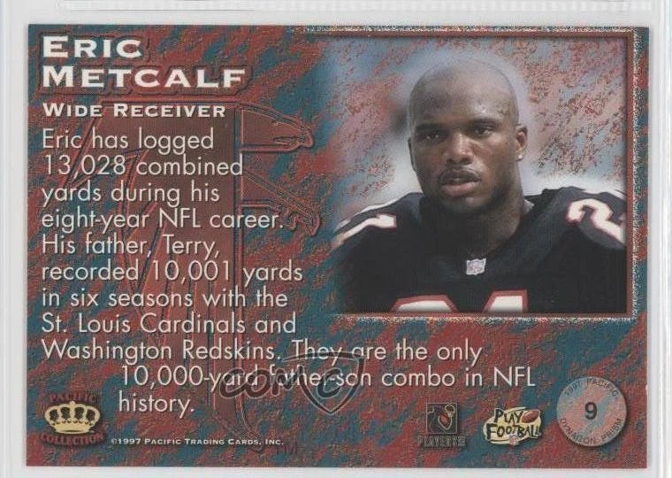 1997 Pacific Dynagon Prism Copper Eric Metcalf #9 - Image 2 of 2