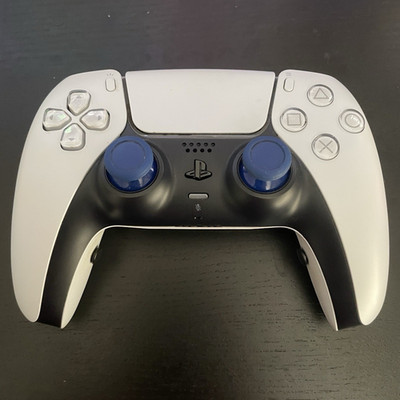 Battle Beaver PS5 Wireless Controller White/Black w/ Blue Thumb Grips