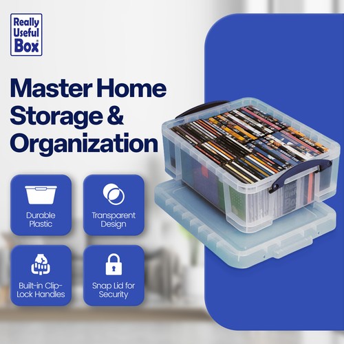 Really Useful Box 17L Plastic Container w/Snap Lid & Clip Lock Handles(Open Box) - Picture 3 of 8