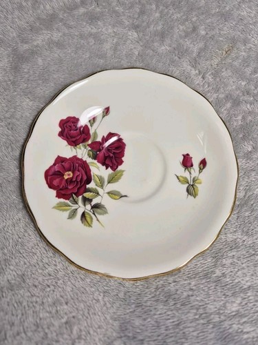 Vintage 1950s Crown Royal Wild Roses Bone China Tea Set X6 Cups Saucers & Plates - Picture 10 of 15