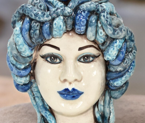Sculpture Head Of TRITON In Ceramic Lady Medusa Sea Artisan Mythology. - Picture 2 of 6