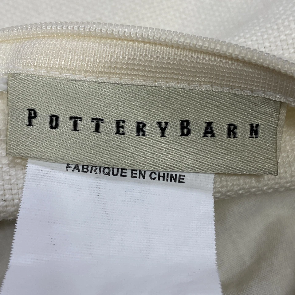 Pottery Barn Pillow Covers 20x20 Brown Cream Floral Embroidery Accent Throw (2) - Image 2 of 4