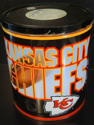 Officially Licensed 1995 NFL Kansas City CHIEFS Popcorn Tin 11-3/8" Tall A - Picture 2 of 10
