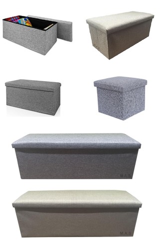 Ottomane Aufbewahrung Sitz Hocker Truhe Spielzeugkiste Bettwäsche oder Deckenbox Klappbank - Bild 1 von 13