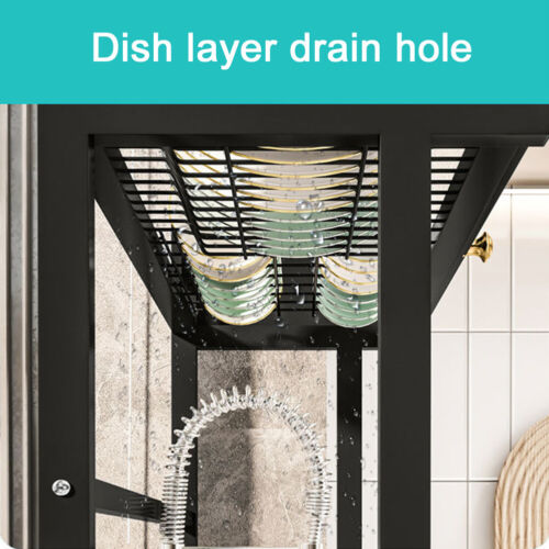 Kitchen Storage Cabinet Steel Kitchen Drain Shelf Over The Sink Dish Drying Rack - Picture 10 of 13