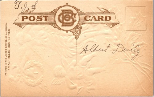 Vintage Silk Christmas Postcard Beautiful Angel & Cherub Religious Series C1910 - Picture 2 of 3