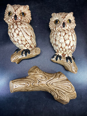 Vtg Wall Hanging Owls From 1982 Jamar Mallory Ceramic 3 pc set