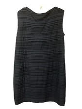 Evan Picone Navy Sleeveless Dress Size 2X  Lined Pintucked 