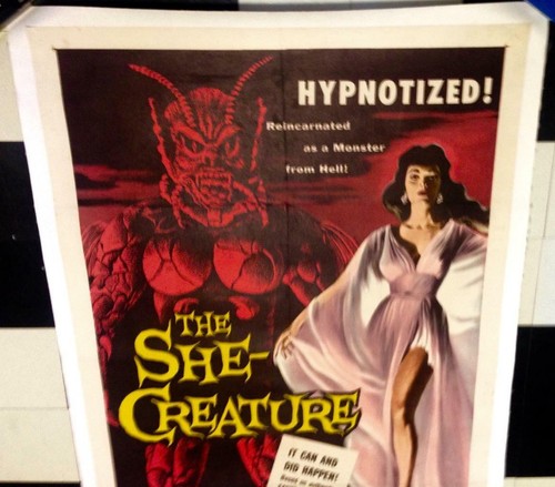 She Creature Horror Sci-Fi Paul Blaisdell Monster AIP 1-Sheet Linen Hypnotism - Picture 5 of 12