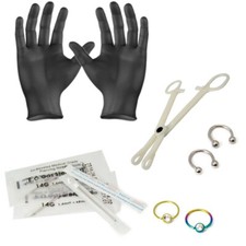 Body Piercing Kit 10pc 14G 16G Captive Bead Rings Horseshoe Ring Nipple Lip Nose