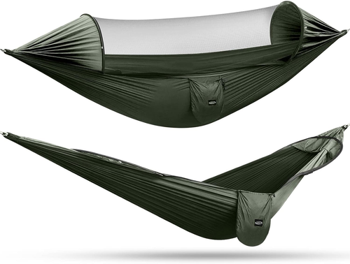 Large Camping Hammock with Mosquito Net 2 Person Pop-Up Parachute Lightweight Ha