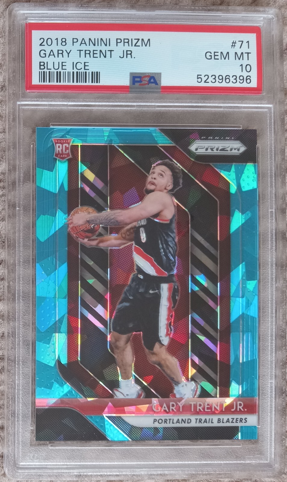 2018 Panini Prizm Blue Ice Prizm #71 Gary Trent Jr. RC /99 PSA 10