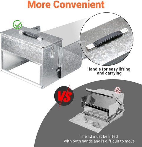 Alimentador automático de pollos de 26 lb de 10 libras portátil con bloqueo a prueba de plagas, roedores e intemperie - Imagen 6 de 15