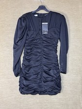 Zara Dress Size S Black Mini Ruched Fitted Long Sleeved New