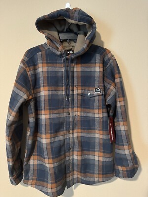 Wolverine Men's Bucksaw Bonded Hooded Shirt Jacket Plaid Indigo Work Wear Small