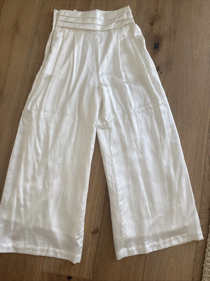 Pantalones de seda Aqua Blu Starling Ivy pierna ancha - pequeños Foto 4 de 4