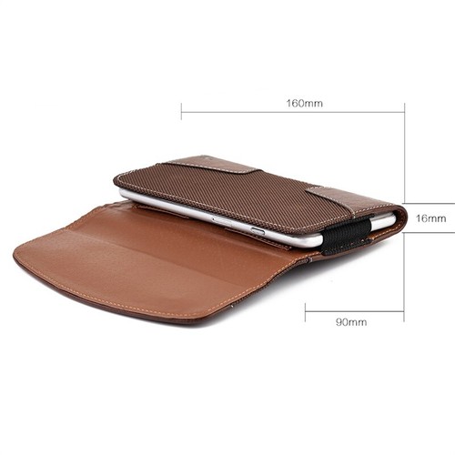 For Apple iPhone 12 Brown Horizontal Leather Belt Clip Holster Pouch Case Cover - Photo 4 sur 7