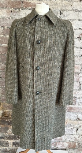 Harris Tweed Dunn & Co Wool Overcoat Vintage 1970s Size M 40” Chest