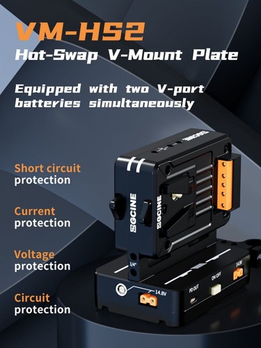 ZGCINE VM-HS2 Hot Swap Płetwa rekina Dual Micro V-Mount Płyta akumulatorowa Podstawa adaptera - Zdjęcie 5 z 9