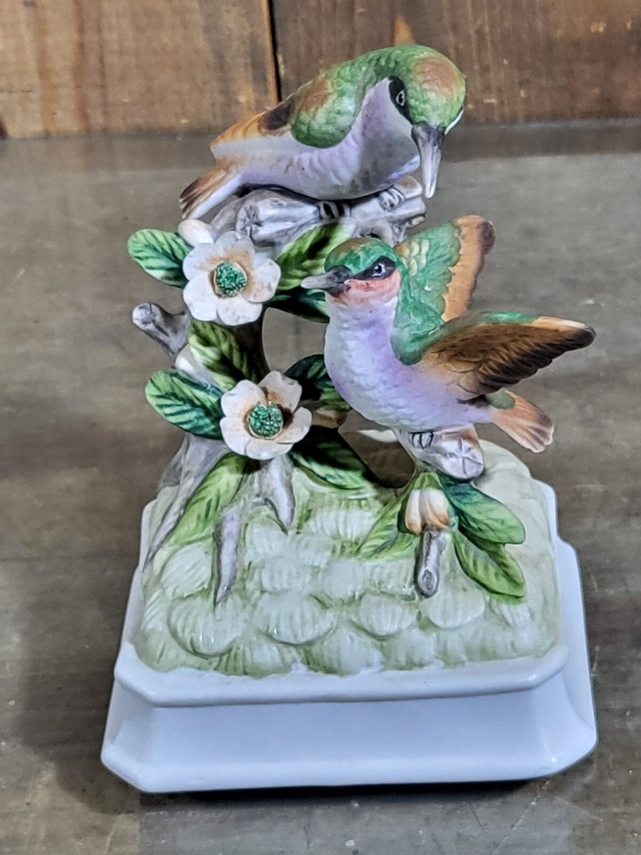 お値下げしました★ HUMMING BIRDS 4点セット Vintage Hummingbird Music Box Figurine Gorham Porcelain Japan