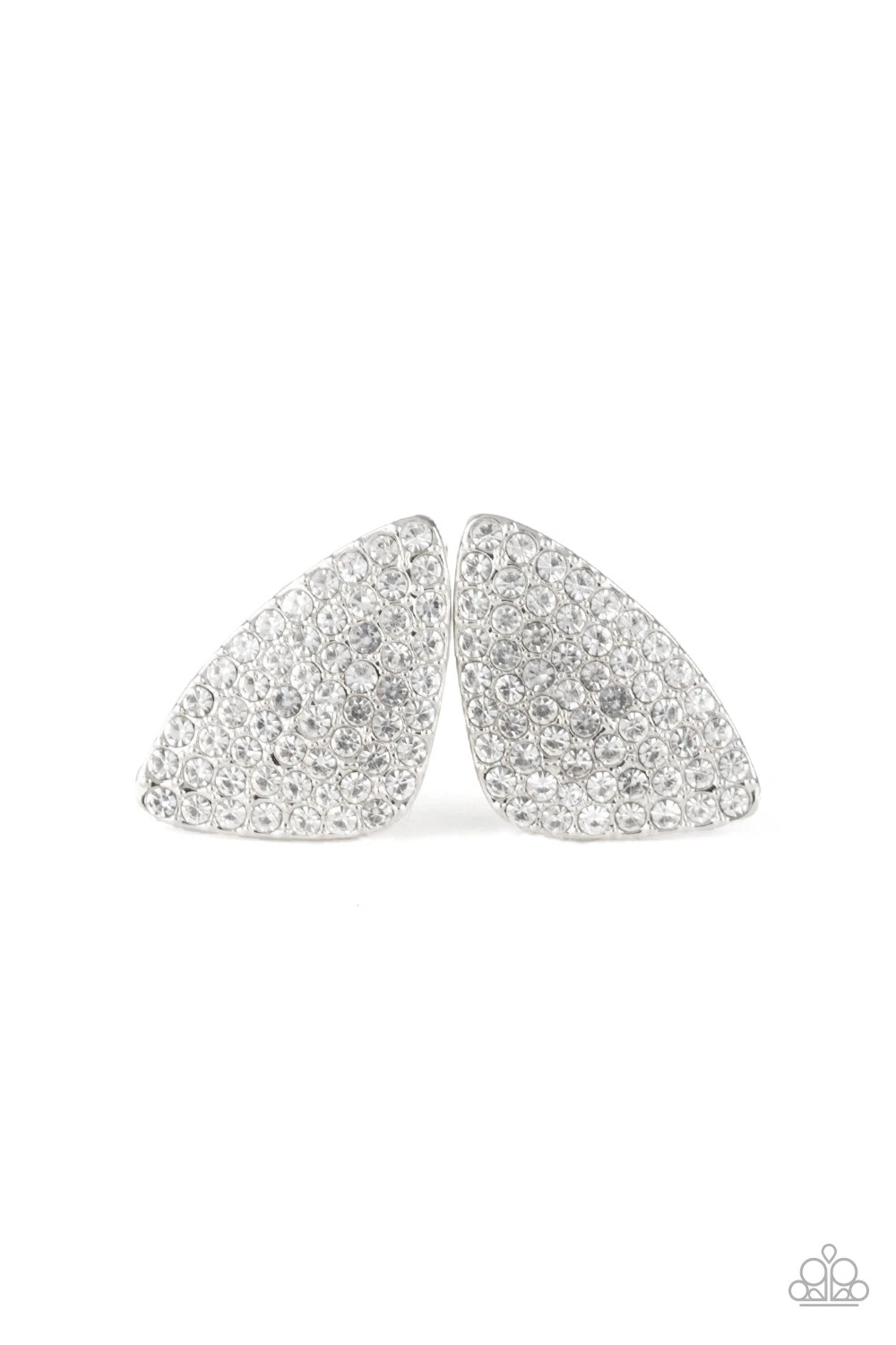 ~Supreme Sheen~ White Rhinestones Post Earrings Paparazzi Jewelry