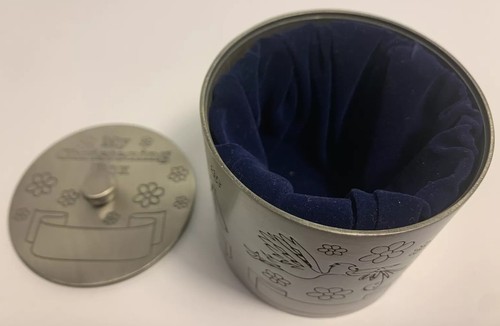 My Christening Box. Engravable Pewter Christian Keepsake Blue Velvet Lined Box. - Picture 7 of 7