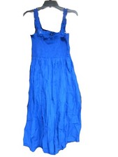 SERENE BOHEMIAN WOMEN'S JERSEY STRAP DRESS W/ SMOCKING DETAIL,BLUE,US SMALL,NEW
