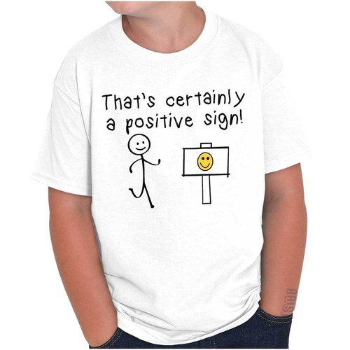 That's Certainly A Positive Sign Happy Face Youth Crewneck T Shirts Boy or Girl - Picture 7 of 7