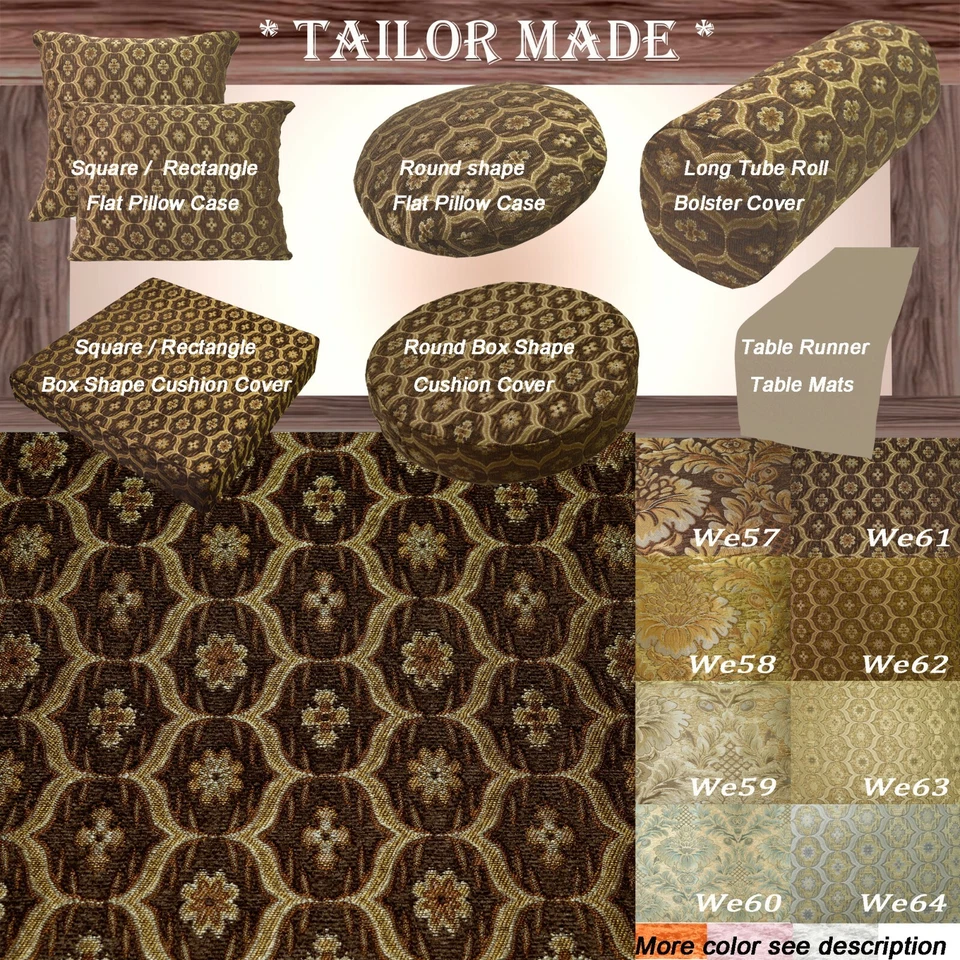 We61 -Dk Brown Gold Eye Flora Damask Bolster Case/Pillow/Sofa Seat Cushion Cover - Image 2 of 4