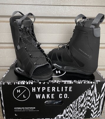 Neu 2024 Hyperlite  FREQUENCY Wakeboard Bindung Paar Black MATT 37-47,5 Open Toe