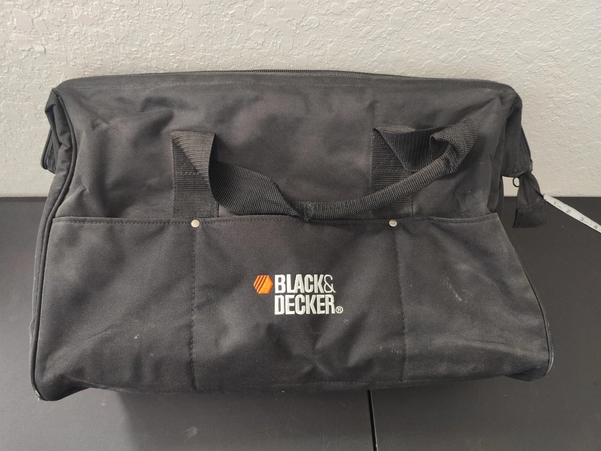 Black Decker Large Shop Tool Box Storage Duffle Bag Zip Top Heavy Duty