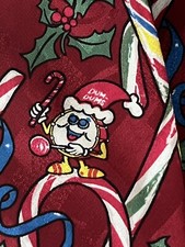 Vintage Dum Dums Lollipop Candy Cane Christmas Silk Tie USA Made