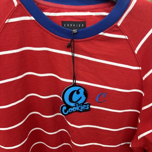 Cookies SF Red White Striped Embroidered Logos Sweatshirt XL - Picture 2 of 6