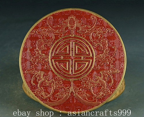 Caja de frutas de porcelana esmalte rojo dorado antiguo marcado Qianlong de 5,2" de China antigua - Imagen 4 de 9