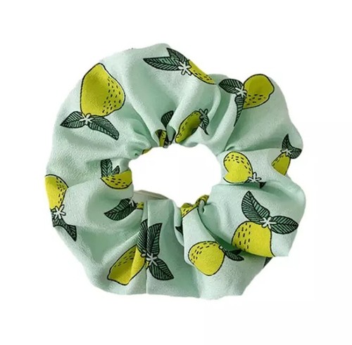 Green Papaya Fruit Print Rope Tie Scrunchy Hair Band Women Elastic Ponytail Hold - Picture 2 of 11