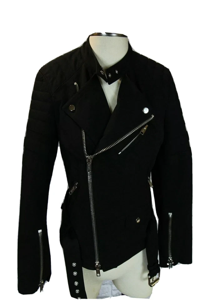 NEW $795 31 Phillip Lim Black Moto sculpted jacket, zipper, belted, Size 8, coat - Image 3 of 4