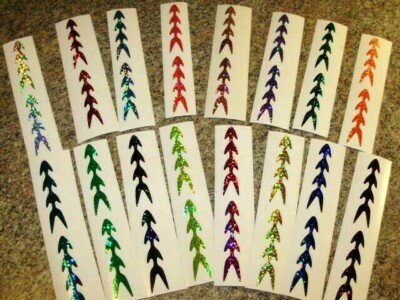 NEW! 3'' ARROWHEAD LADDERBACK 20 PK SPARKLE 16 COLORS FISHING LURE TAPE DIE CUTS