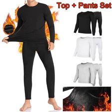 Men's Thermal Underwear Set Ultra Soft Long Johns Set Base Layer Fleece Lined