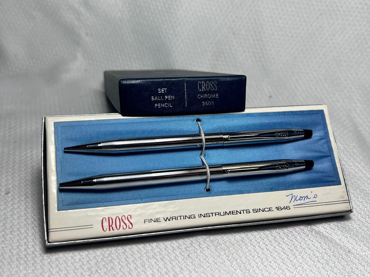 Cross Chrome 3501 Ball Pen And Pencil Set In Original Presentation