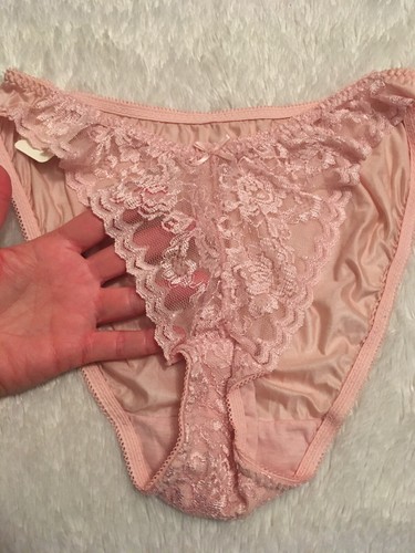 NEW Vtg VICTORIA'S SECRET Panties SILKY SOFT NYLON Back LACE Front Crown Label M - Picture 5 of 9