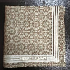 MEN HANDKERCHIEF COTTON VINTAGE POCKET SQUARE 17" CLASSIC ART BEIGE BROWN FLORA