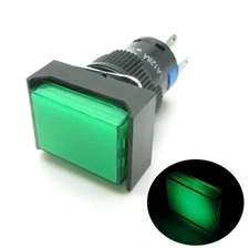 5 × Green 16mm Push Button Switch Momentary Rectangle With DC24V LED Light NO NC