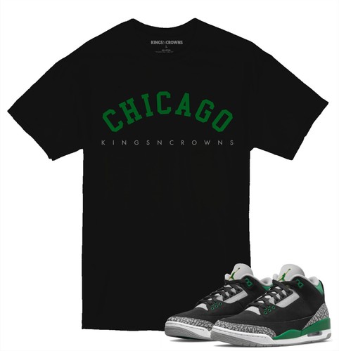 Tee shirt to match Air Jordan 3 Pine Green Sneakers. Chicago