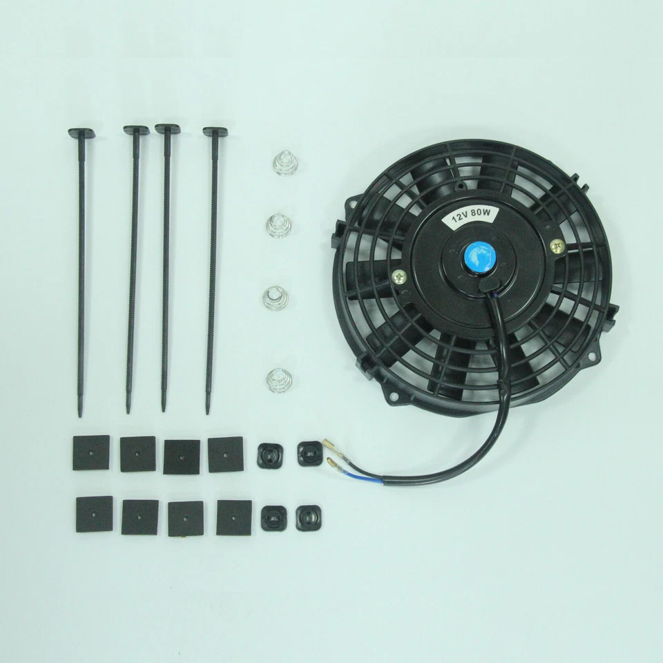 7" Inch 12V 80W Electric Radiator Cooling Thermal Thermo Fan + Mounting Kits - image 3 of 4