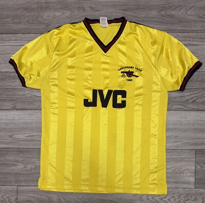 ARSENAL 1985 AWAY YELLOW JVC FOOTBALL SHIRT SOCCER JERSEY RETRO