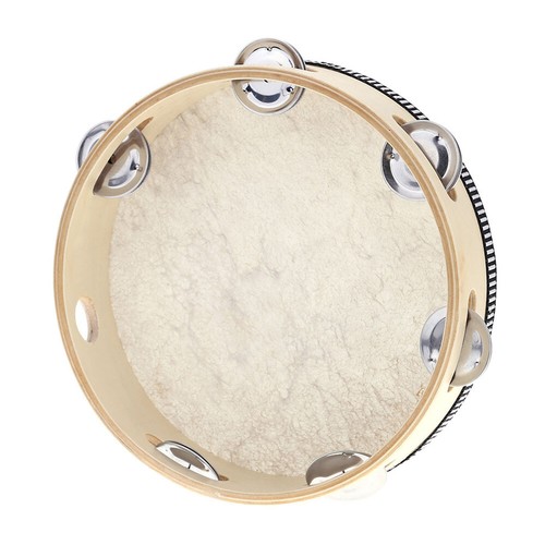 10PCS 8in Musical Tambourine Wood Handheld Tamborine Drum Round Percussion T6F1 - Picture 6 of 10