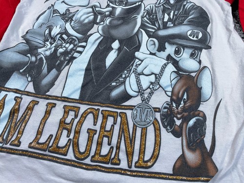 Retro I Am Legend Baseball Style T-Shirt Adult Medium Gray Red Popeye Bart - Imagen 10 de 11